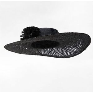 Zara Floral Raffia Picture Hat Black Size S